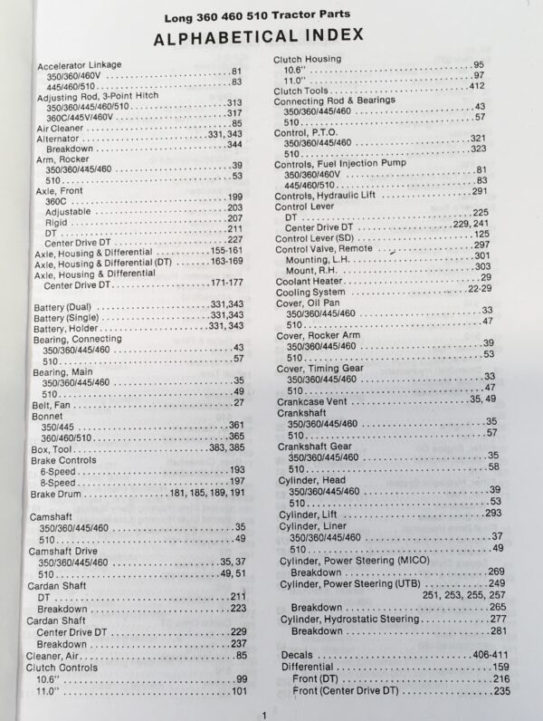 Long 460Dt 460V 510Dt Tractor Parts Catalog Manual Book Exploded Views Numbers - Image 2