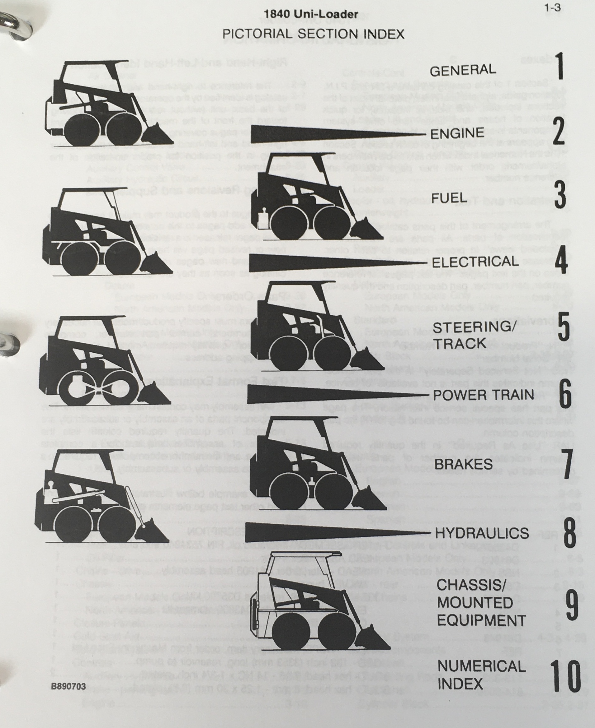 Case 1840 Uniloader Skid Steer Service Parts Operator Manual Shop Book Schematic - Image 3