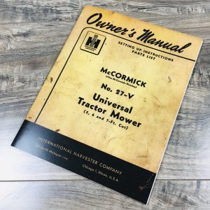 Mccormick 27-V Tractor Mower Bar Sickle Set-Up Parts List Operators Owner Manual