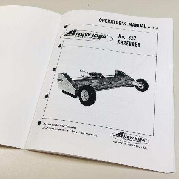 New Idea No. 827 Shredder Operators Owners Manual Parts Catalog Assembly Book - Image 2