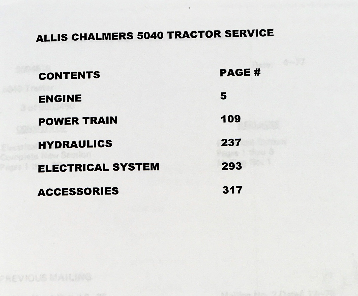 Allis Chalmers 5040 Diesel Tractor Service Repair Manual Technical Shop Book - Image 2