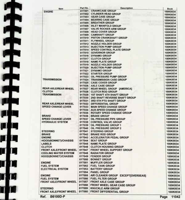 Kubota B6100D-T B6100 4Wd Geared Tractor Parts Assembly Manual Catalog - Image 2