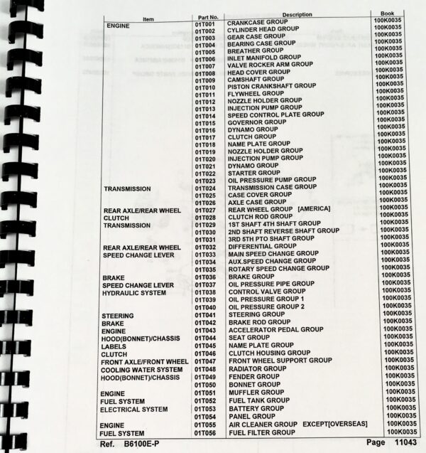 Kubota B6100E-P B6100 2Wd Gear Tractor Parts Assembly Manual Catalog - Image 2
