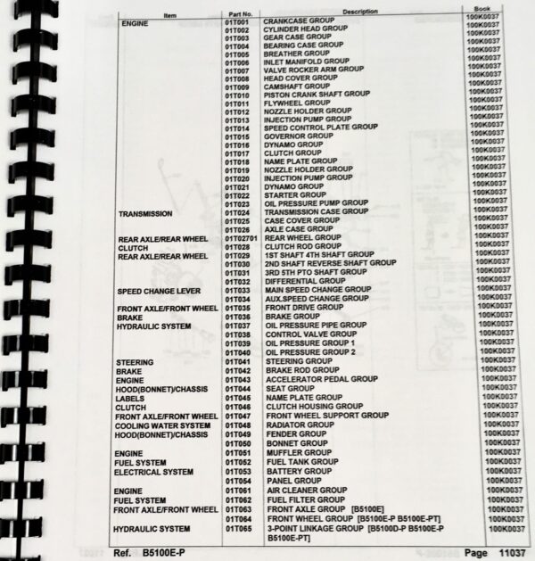 Kubota B5100E-P Tractor Parts Assembly Manual Catalog Exploded Views Numbers - Image 2