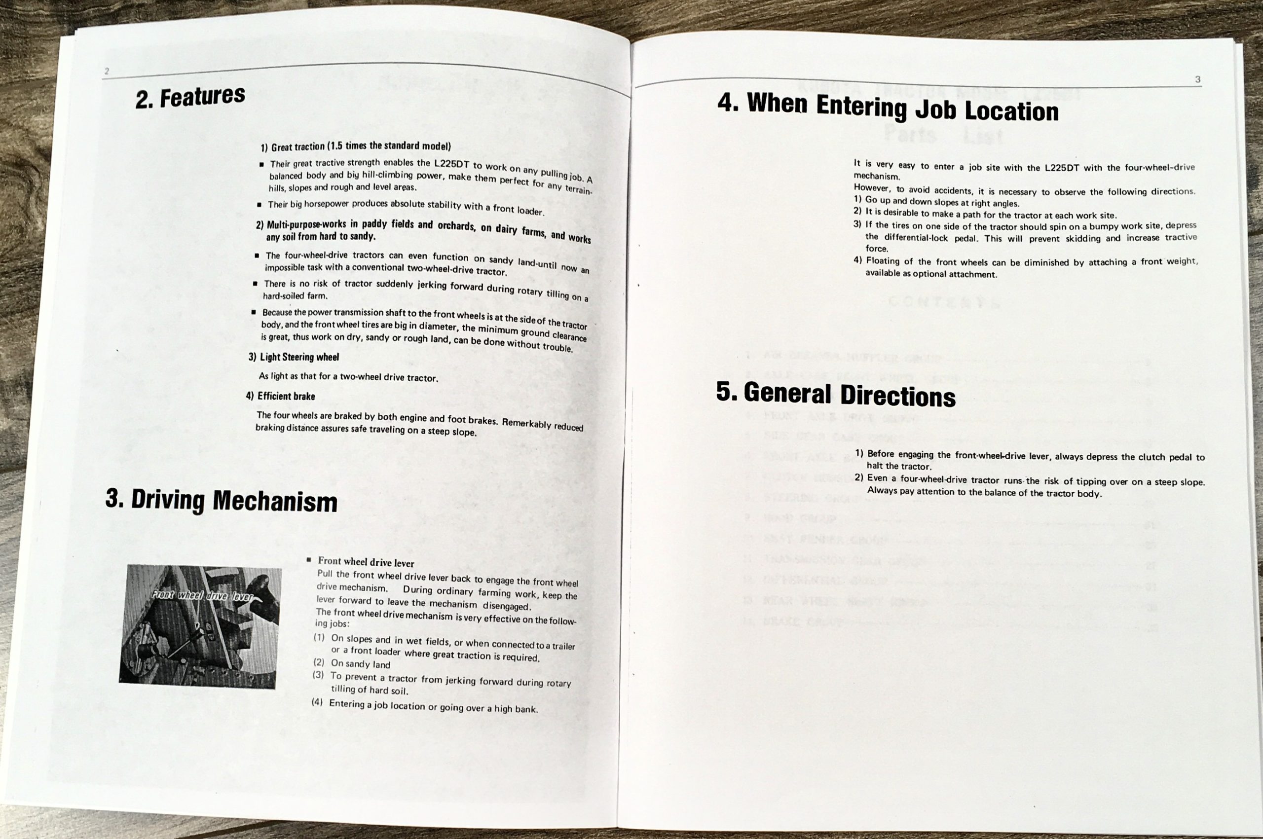 Kubota L225Dt L2000Dt Diesel Tractor Operators Owners/Parts Service Manual - Image 12