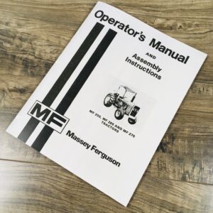 Massey Ferguson Mf 255 265 275 Tractor Operators Owners Manual Prior To 9A349200