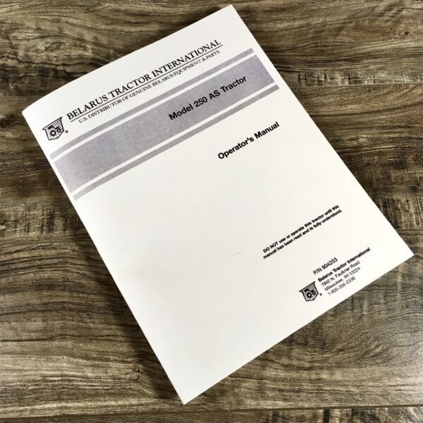 Belarus Model 250As 250 As Tractor Operators Owners Operations Manual