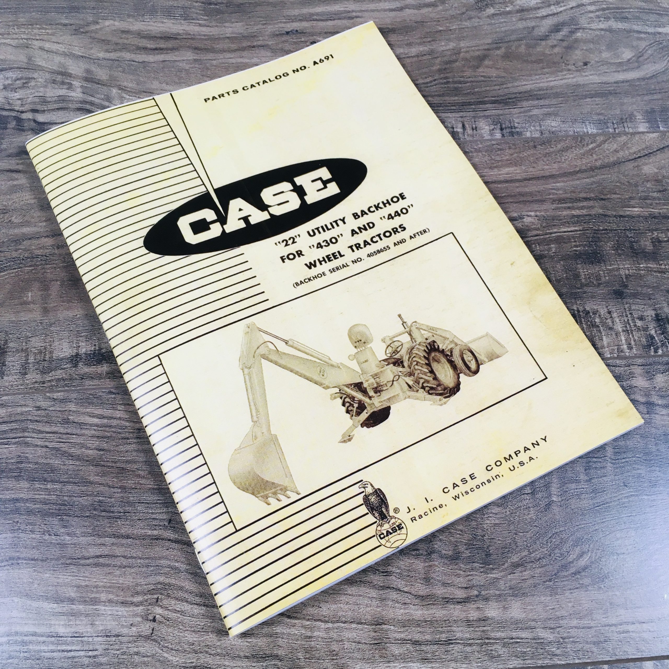 J I Case 22 Utility Backhoe For 430 440 Wheel Tractors Parts Catalog Manual