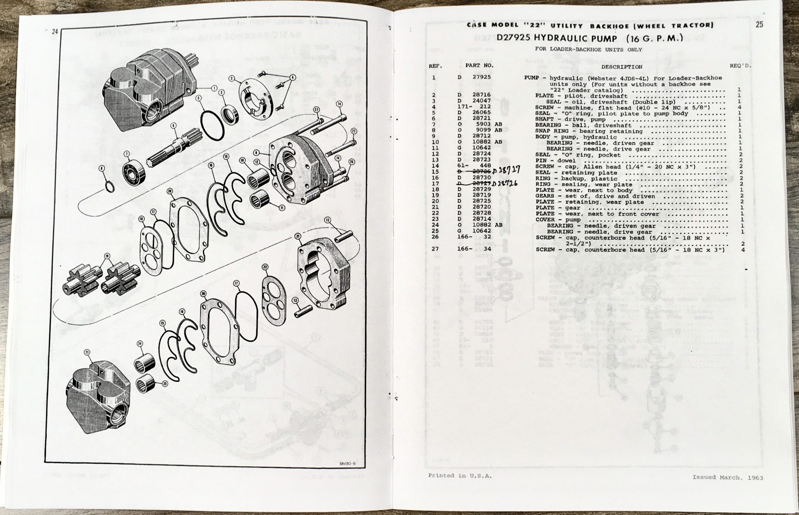 J I Case 22 Utility Backhoe For 430 440 Wheel Tractors Parts Catalog Manual - Image 3