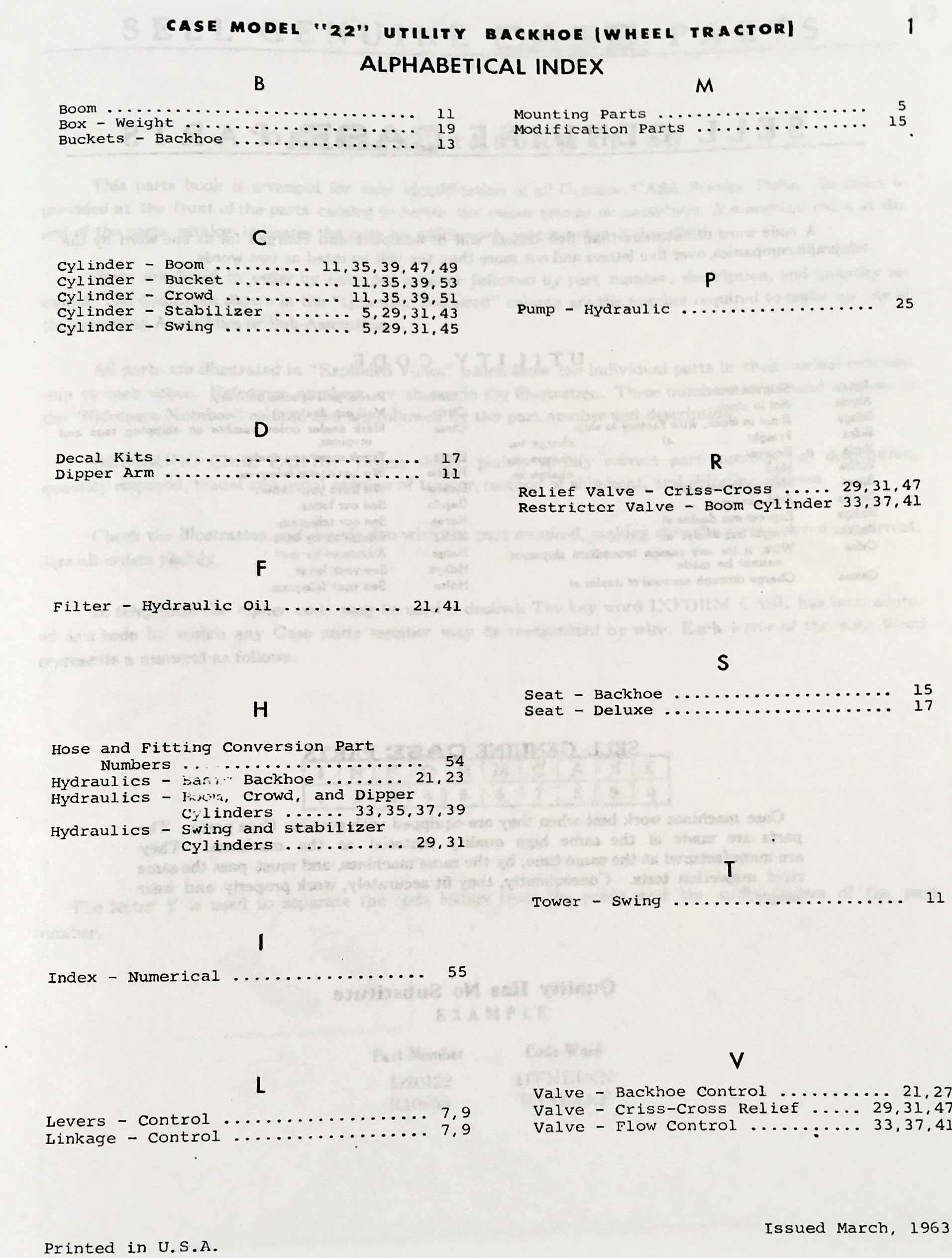 J I Case 22 Utility Backhoe For 430 440 Wheel Tractors Parts Catalog Manual - Image 2