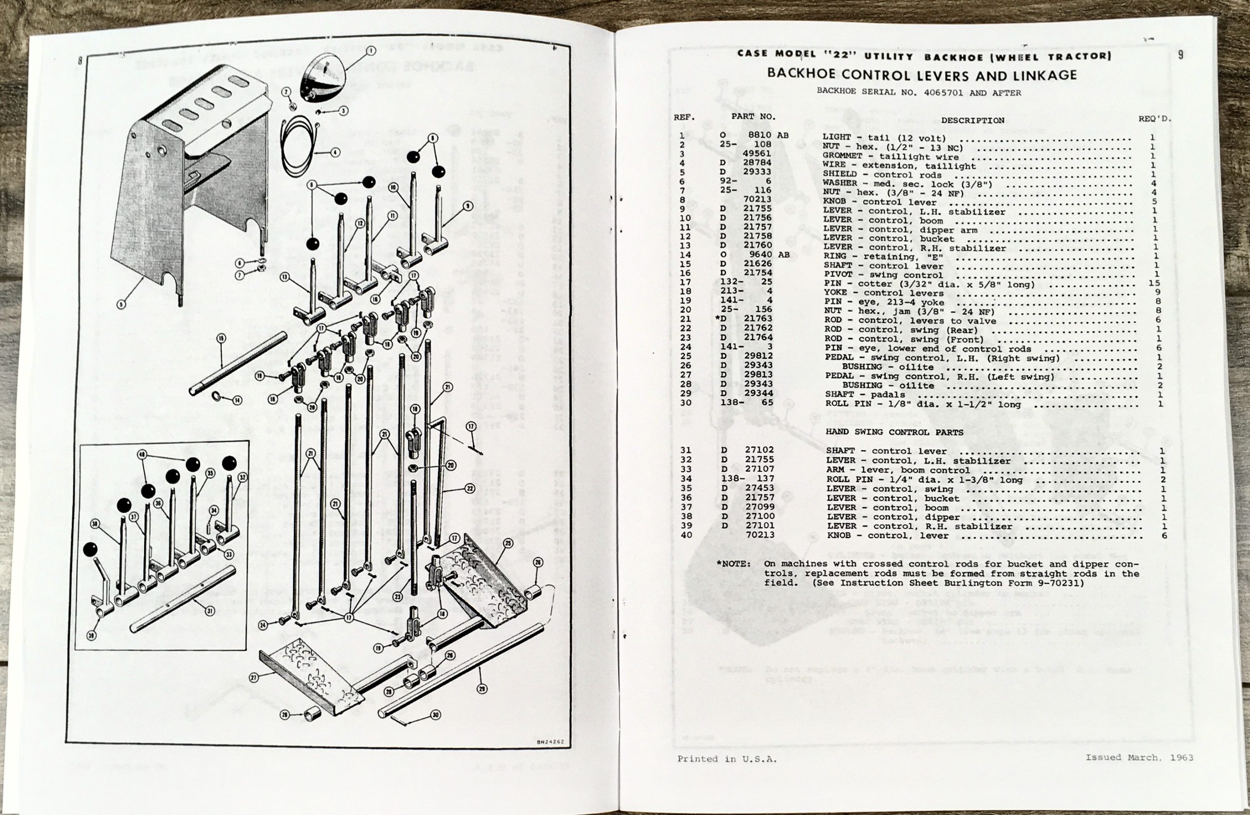 J I Case 22 Utility Backhoe For 430 440 Wheel Tractors Parts Catalog Manual - Image 5