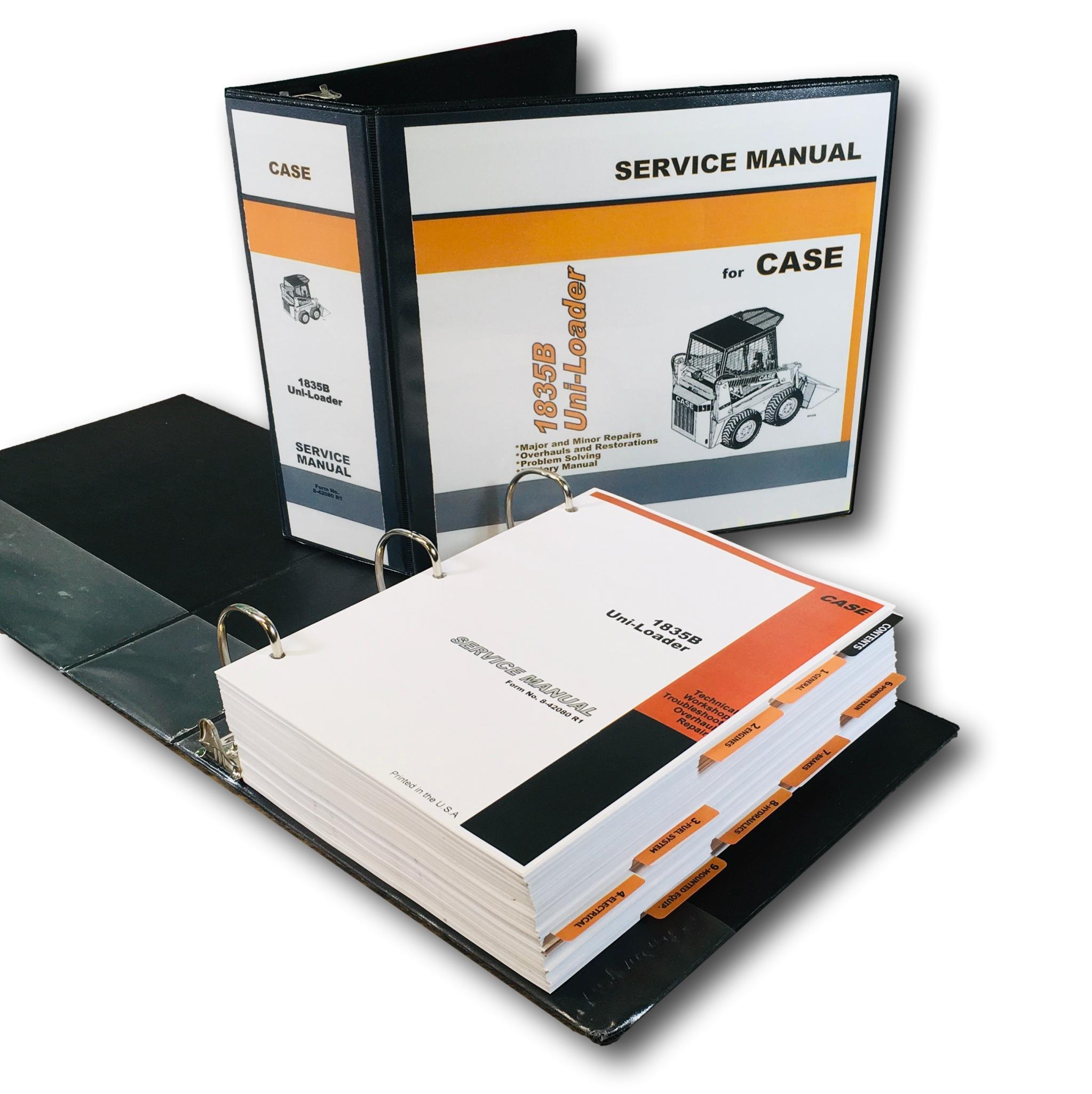 Case 1835B Uni-Loader Service Manual Technical Repair Shop Book Overhaul Binder