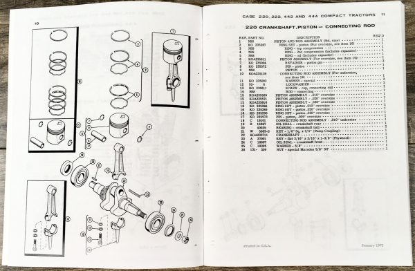 Ji Case 220 222 442 444 Compact Tractors Parts Catalog Manual Serial No 9646801+ - Image 3