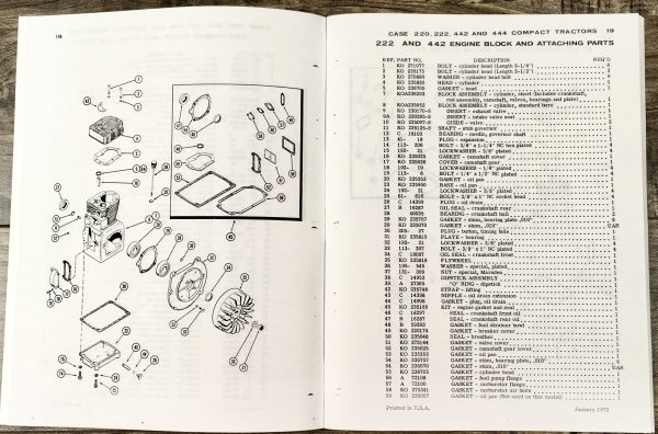Ji Case 220 222 442 444 Compact Tractors Parts Catalog Manual Serial No 9646801+ - Image 4