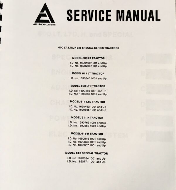 Allis Chalmers 611 Lt Ltd Series Tractor Lawn Mower Garden Service Repair Manual - Image 2