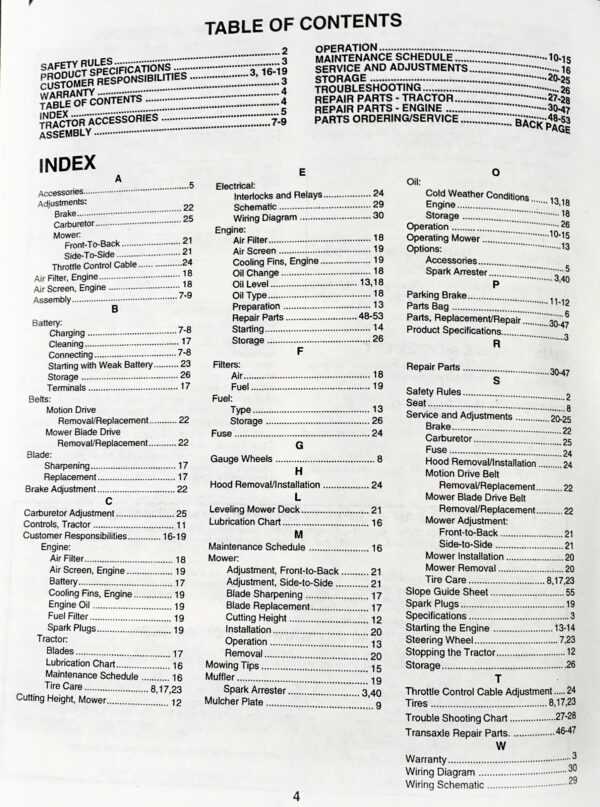 Craftsman 917.259556 Lawn Mower Garden Tractor Owners Operators Parts Manual - Image 2