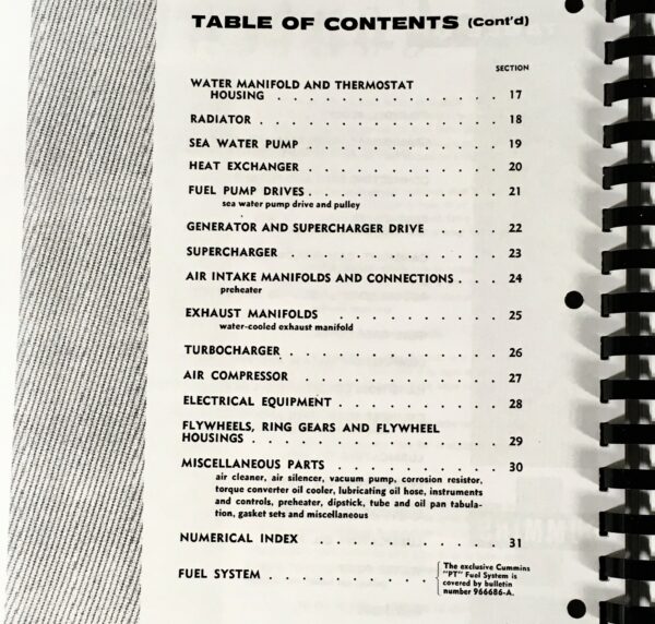Cummins H Nh Nt Diesel Engines Parts Catalog Manual Book Bulletin No. 966692-A - Image 3