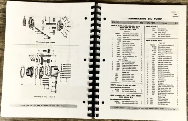 Cummins H Nh Nt Diesel Engines Parts Catalog Manual Book Bulletin No. 966692-A - Image 6
