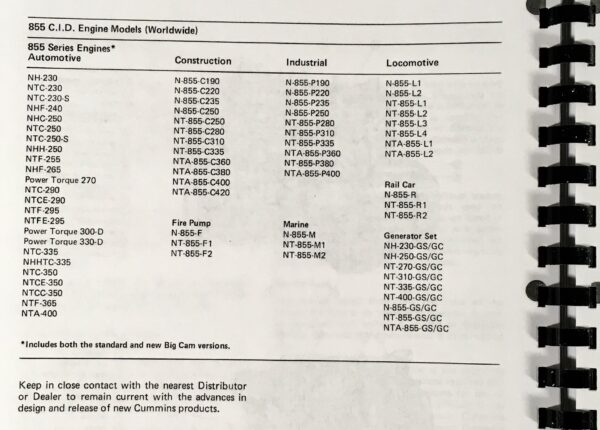 Set Cummins Diesel Nh Nt Diesel Engines Service Manual Parts Catalog Shop Set - Image 3