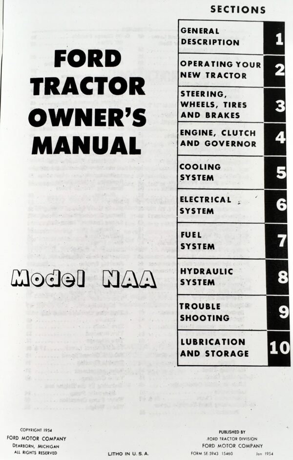 Ford Tractor Naa Golden Jubilee Owners Operators Manual User Guide 1952 - 1954 - Image 2