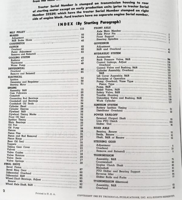 Ford Naa 1939-1959 Tractor Service Repair Shop Manual - Image 2