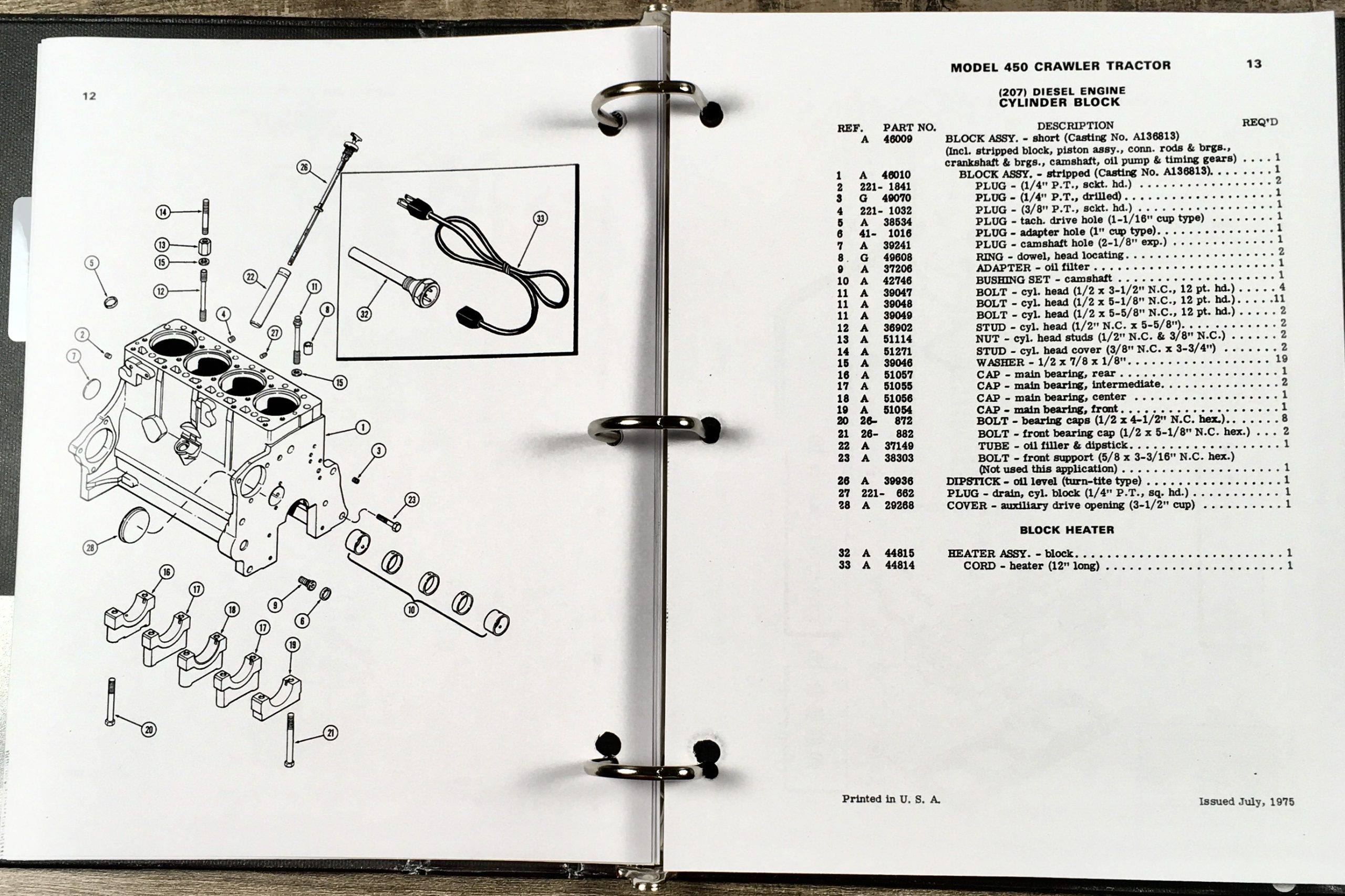 Case 450 Crawler Loader Dozer Service Parts Operators Manual 207 Diesel Engine - Image 15