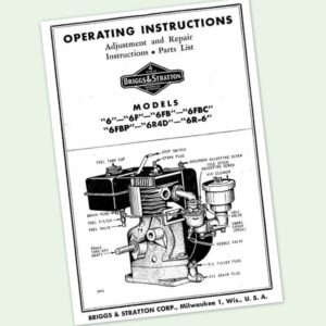 Briggs And Stratton 6Fb Engine Operators Repair Parts Manual Service Owners & Bs