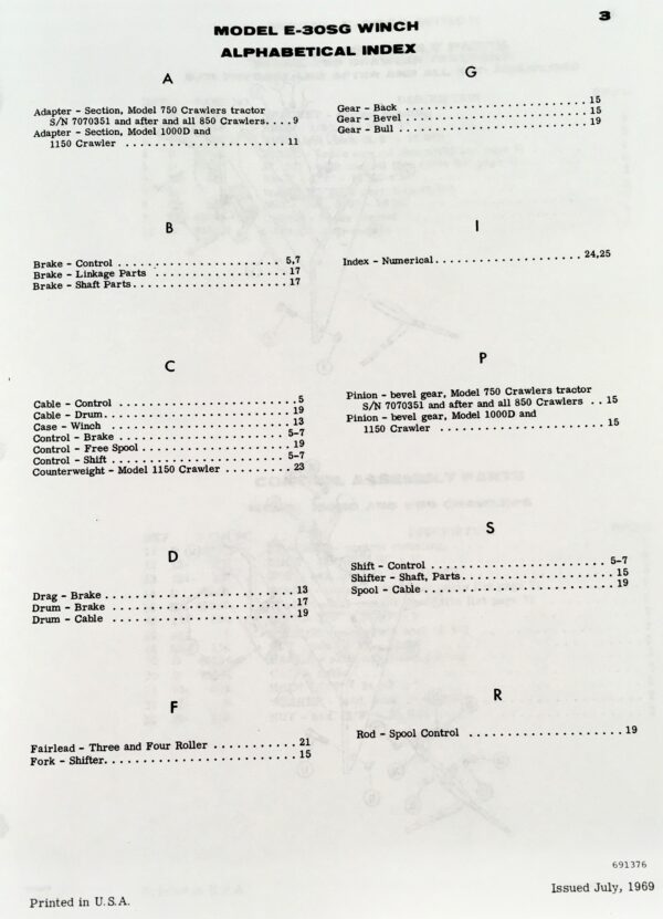 Case 750 850 1000D 1150 Crawler Tractor Model E-3Osg Winch Parts Manual Catalog - Image 2