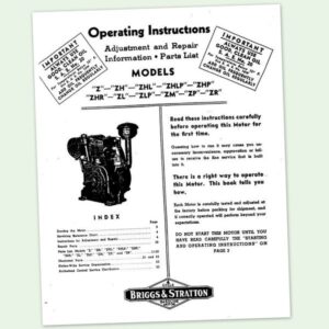 Briggs And Stratton Model Zhr Zl Zlp Engine Owners Operators Manual Maintenance