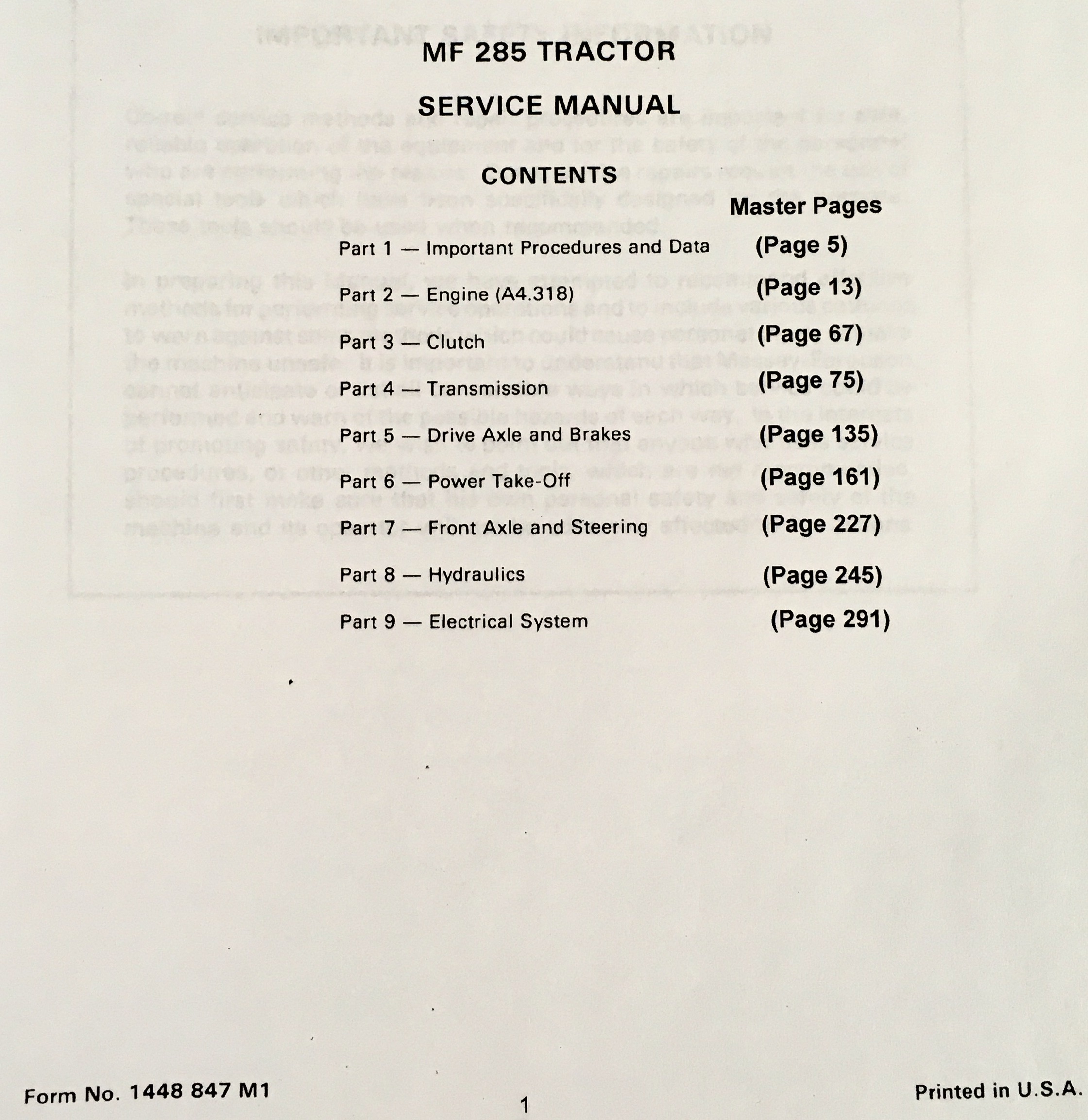 Massey Ferguson 285 Tractor Service Repair Manual Technical Shop Book Overhaul - Image 2