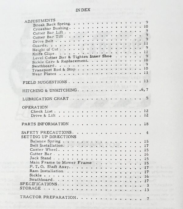 Allis Chalmers Model 82R Sickel Bar Mower Semi Mounted Operators Manual Sickle - Image 2