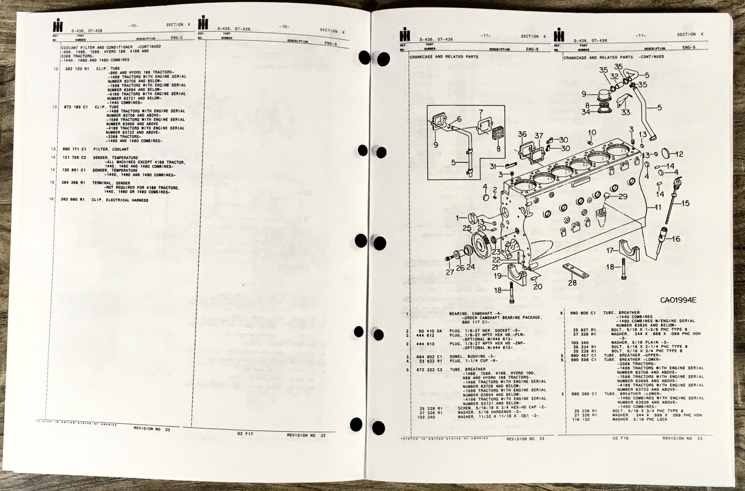 International 1440 Combine Service Parts Operators Manual Set Repair Shop D-436 - Image 33
