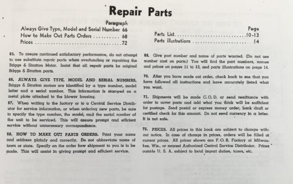 Briggs And Stratton Model Y Engine Operating Repair Manual Service Owners Bs - Image 4