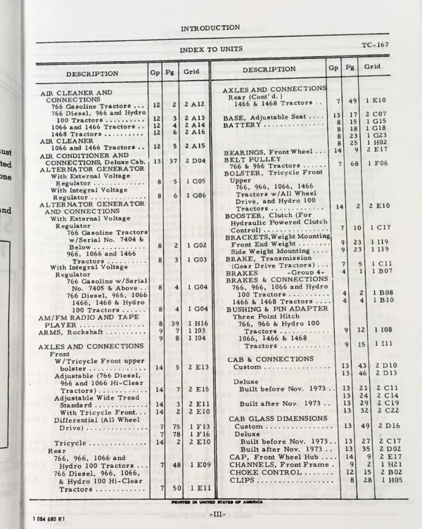 International 766 966 1066 1466 Tractor Service Operators Parts Manual Catalog - Image 8
