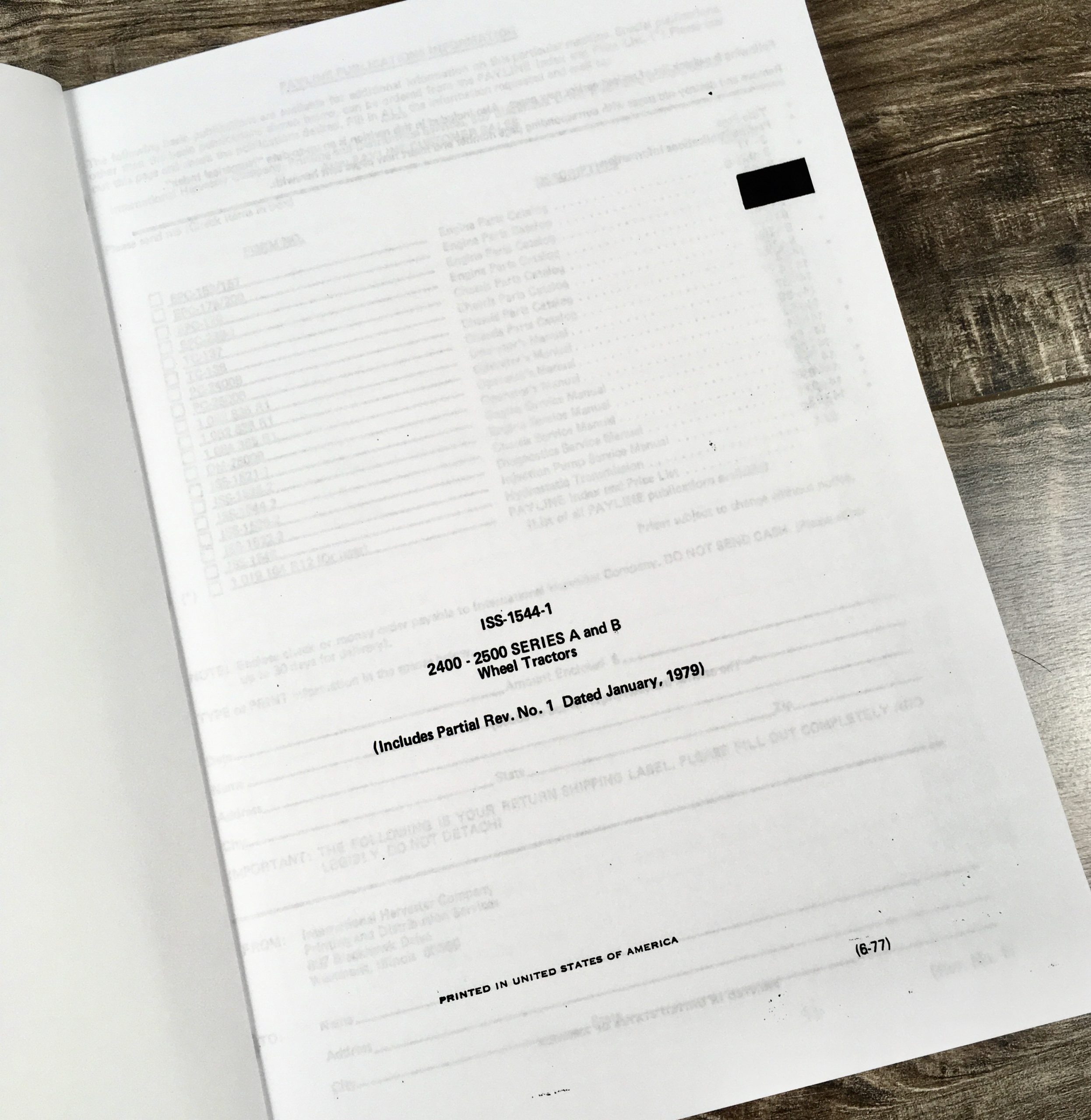 International 2400A 2400B 2500A 2500B Wheel Tractor Service Repair Shop Manual - Image 2