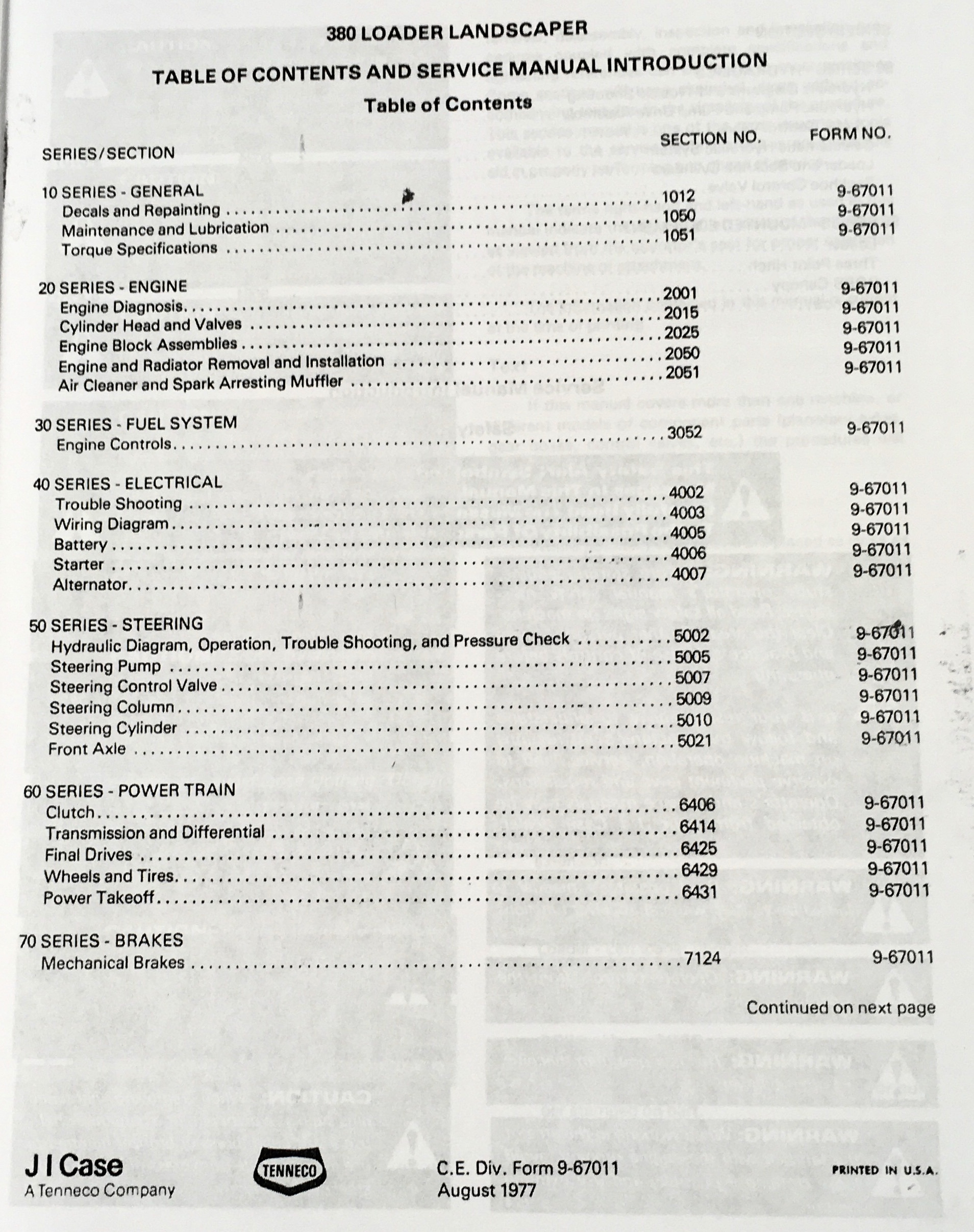 Case 380 380Ll Loader Landscaper Tractor Backhoe Operators Parts Service Manual - Image 3