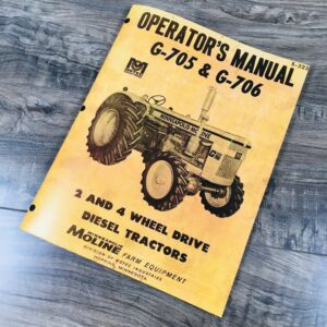 Minneapolis Moline G-705 G-706 Tractor Owner Operators Manual