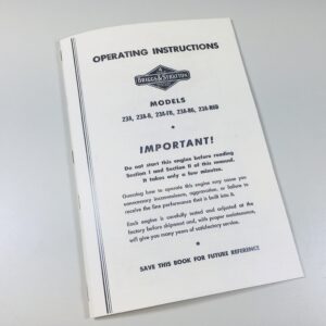 Briggs & Stratton Owners Service Parts Manual 23 23A 23Ab 23Afb Engine Motor Bs