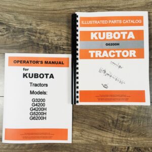 Kubota G6200H Tractor Operators Owners Manual Parts Catalog Set