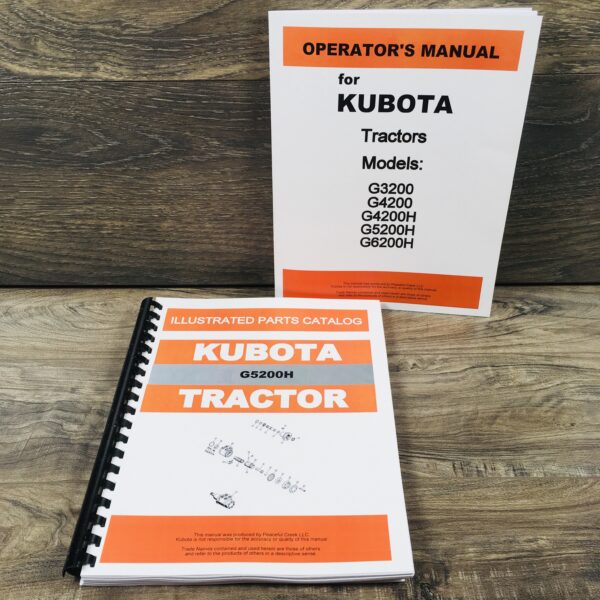 Kubota G5200H Tractor Operators Owners Manual Parts Catalog Set Maintenance Book