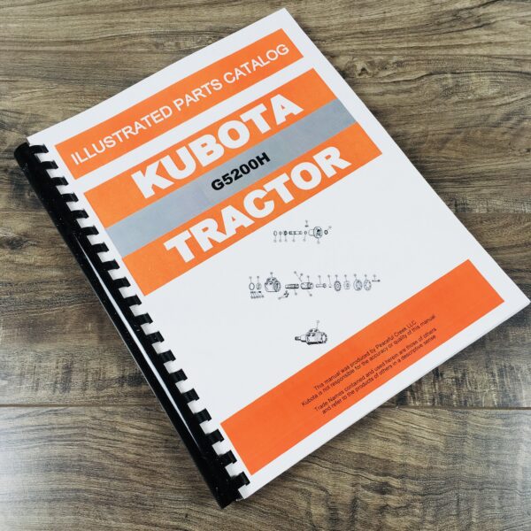 Kubota G5200H Tractor Parts Assembly Manual Catalog Exploded Views Numbers Book