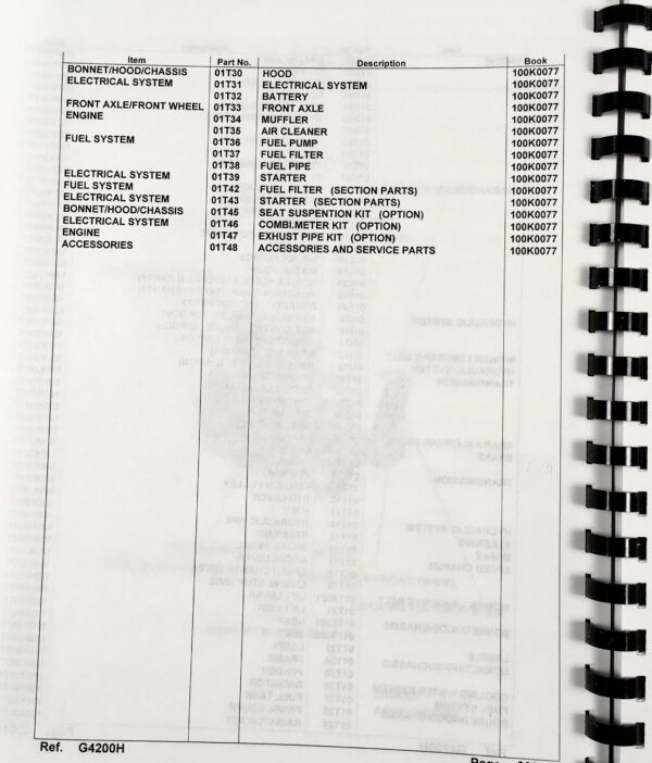 Kubota G4200H Tractor Parts Assembly Manual Catalog Exploded Views Numbers - Image 3