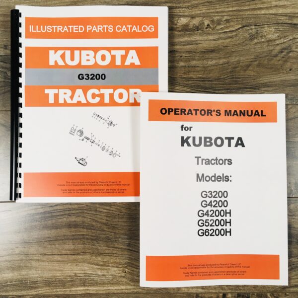 Kubota G3200 Tractor Operators Owners Manual Parts Catalog Set Assembly Book