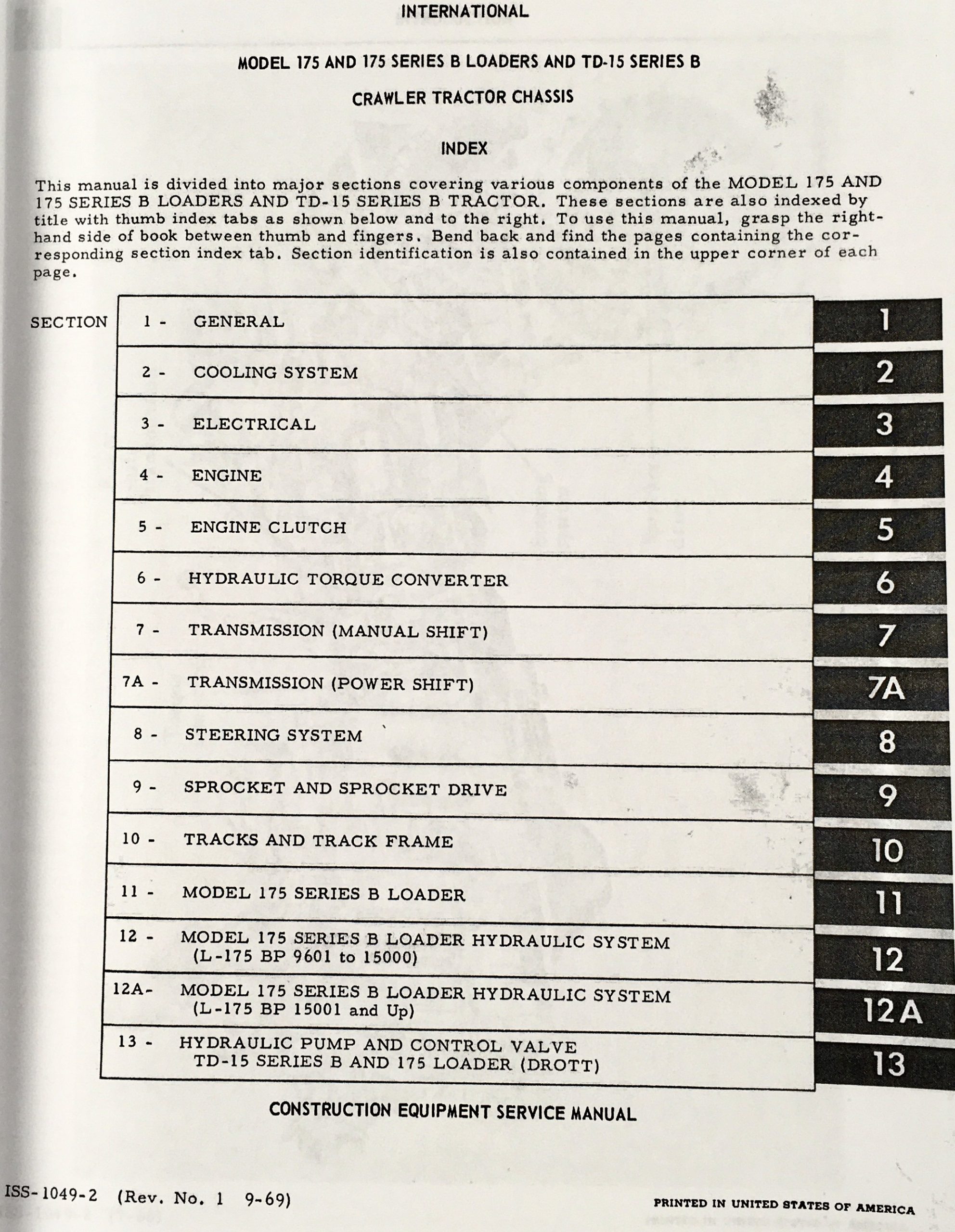 International 175B Crawler Loader Tractor Service Parts Operators Manual Set - Image 11