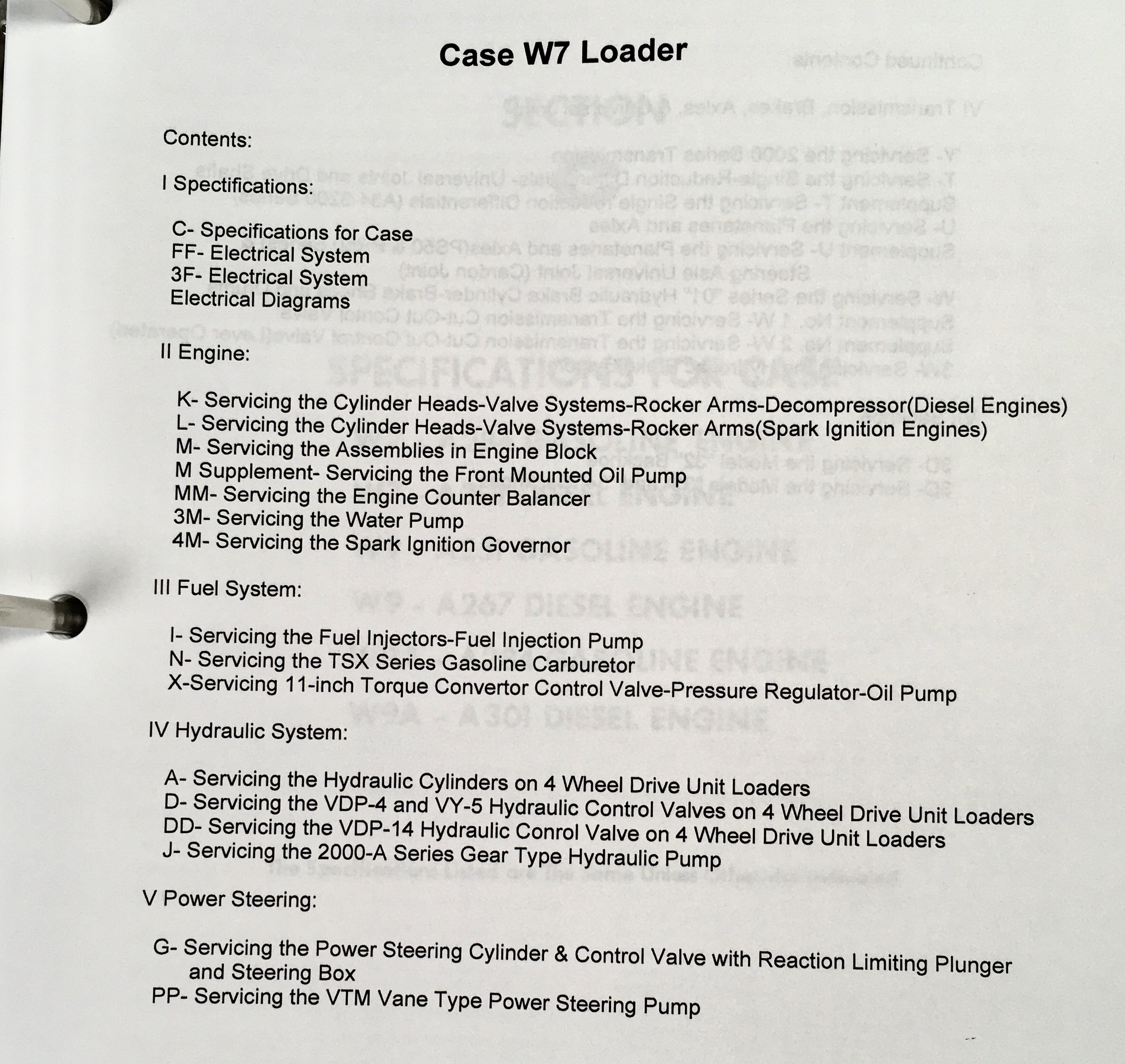 Case W7 4X4 4Wd Wheel Loader Backhoe Service Repair Manual Technical Shop Book - Image 3