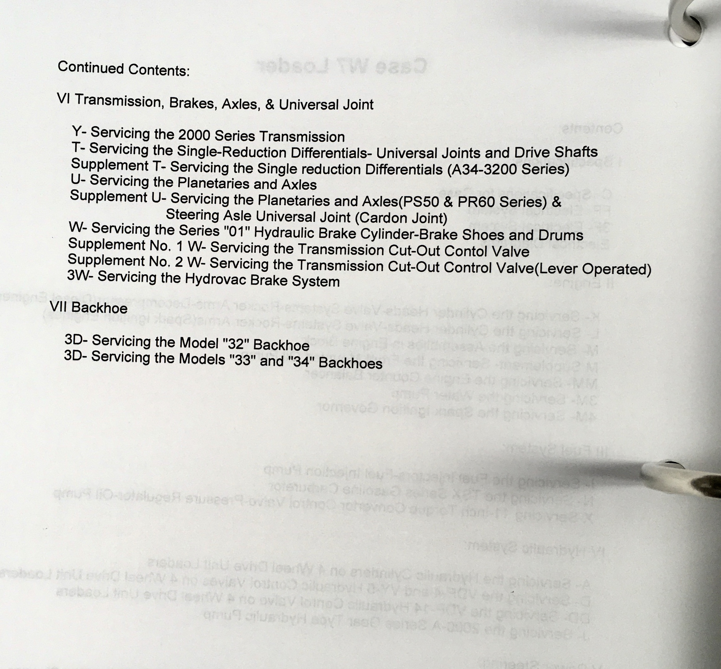 Case W7 4X4 4Wd Wheel Loader Backhoe Service Repair Manual Technical Shop Book - Image 4