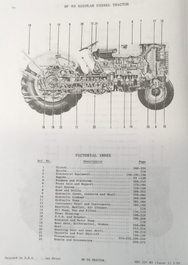 Massey Ferguson Mf 65 Tractor Parts Catalog Manual Book Exploded View - Image 4