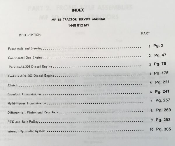 Massey Ferguson Mf 65 Tractor Service Manual Technical Repair Shop Workshop - Image 2