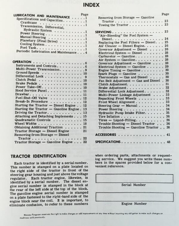 Massey Ferguson Mf-65 Tractor Owners Operators Manual Gas Diesel Printed Book - Image 2