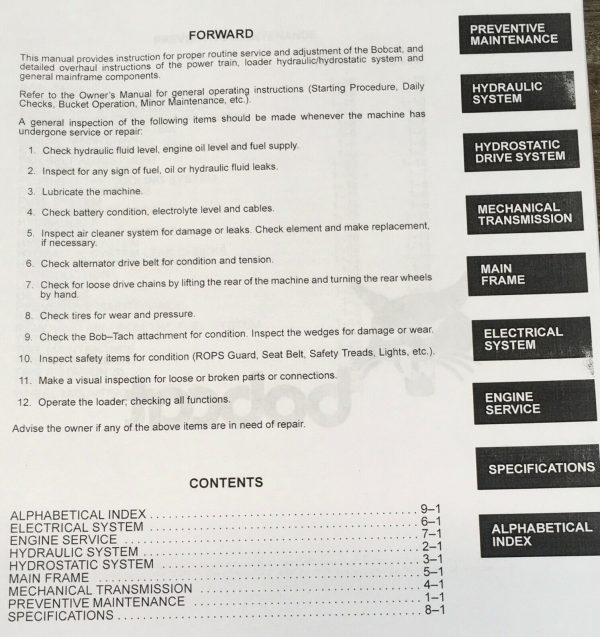 Bobcat 825 Skid Steer Loader Service Manual Parts Catalog Operators Repair Shop - Image 3
